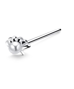 Half Flower Shaped Silver Straight Nose Stud NSKA-857